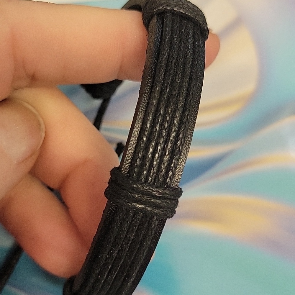 Black Leather 7" Bracelet Adjustable